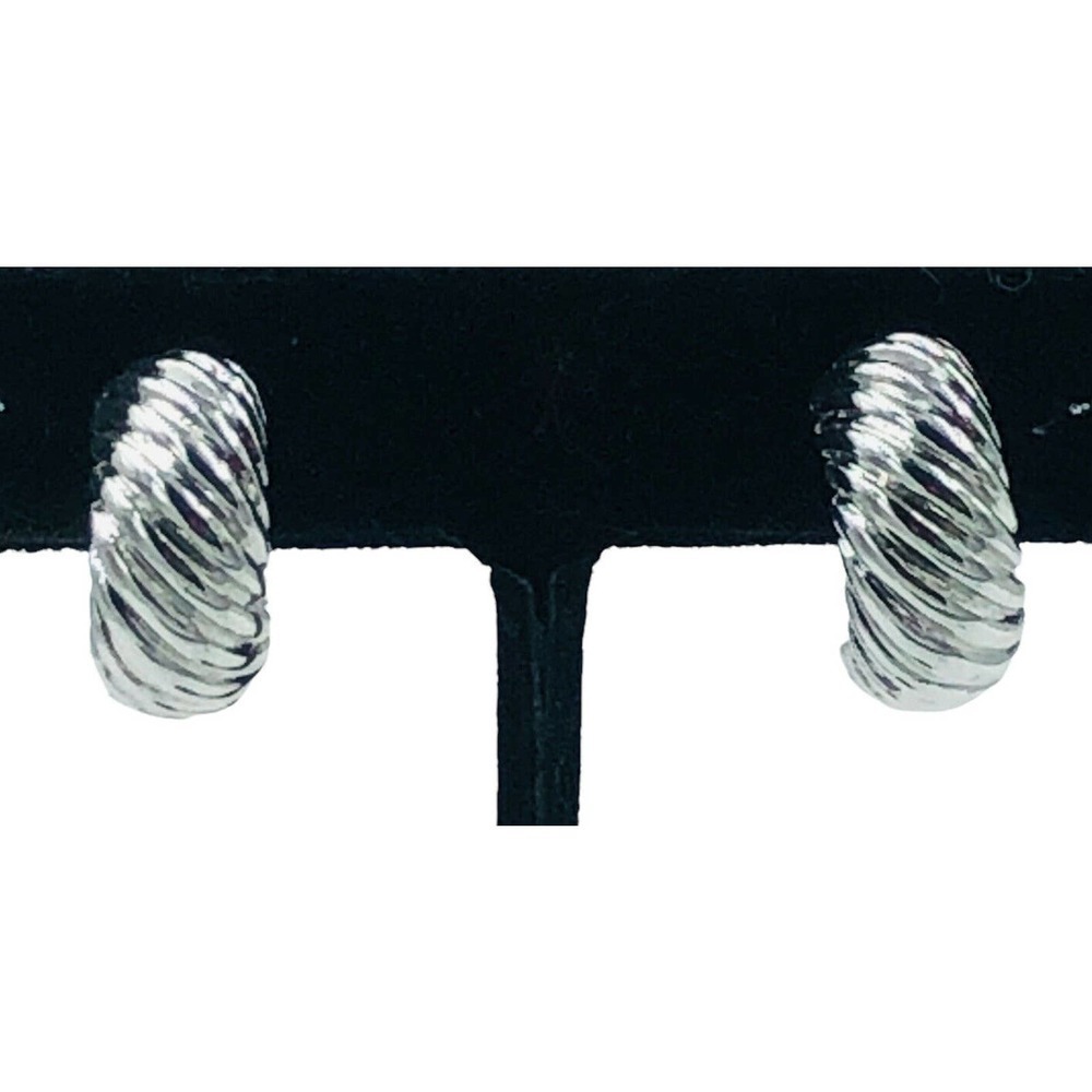 Napier Vintage Hoop Earrings Silver Tone Textured Clip On